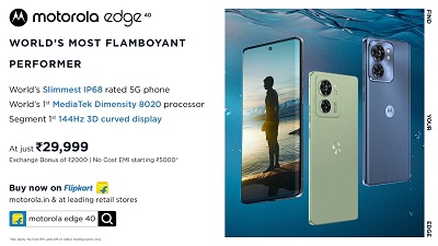 Motorola edge 40, the World’s slimmest 5G phone with IP68 underwater protection along with 144Hz 3D curved display, News, KonexioNetwork.com